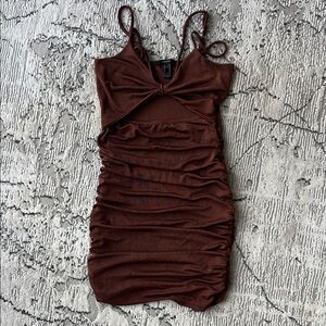 Forever 21 Brown Ruched Mini Dress